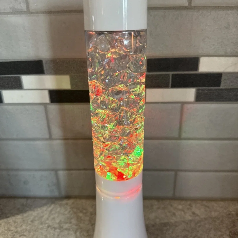 Crystal Color Changing Ambient Light Lamp 13 Inch Tall White Battery Operated